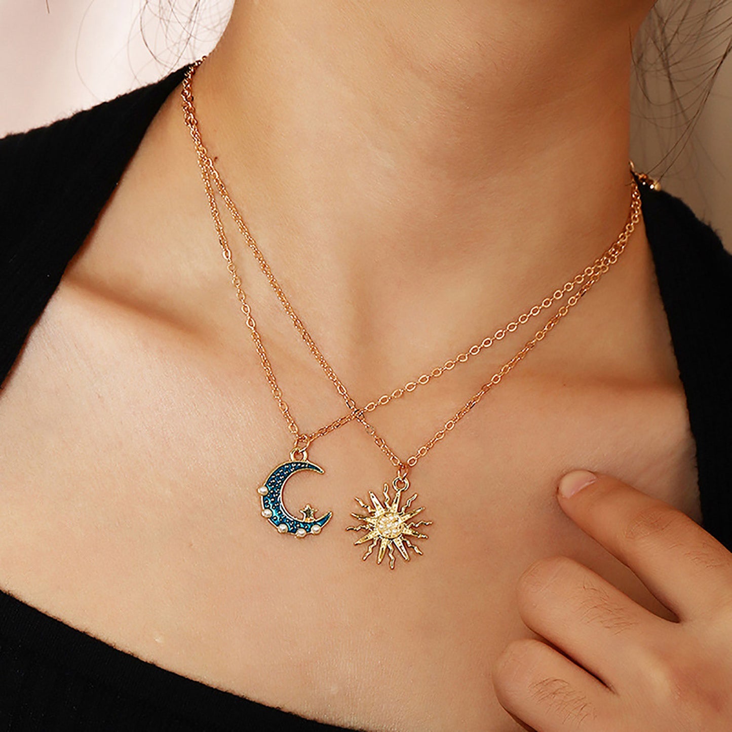 Sun Moon Pendant Necklaces