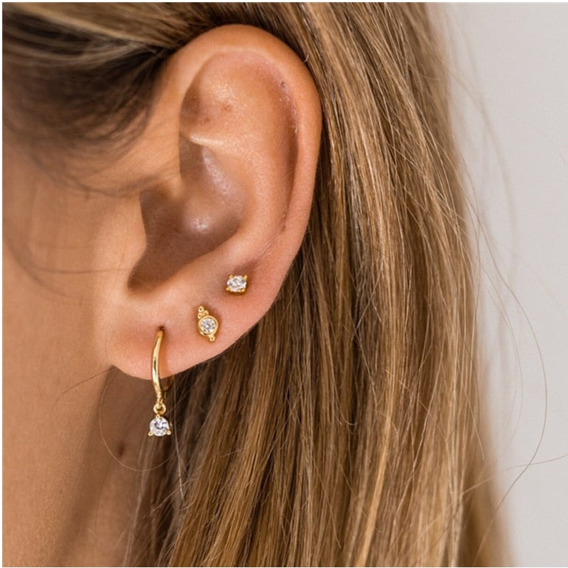 Shiny Crystal Ear Studs