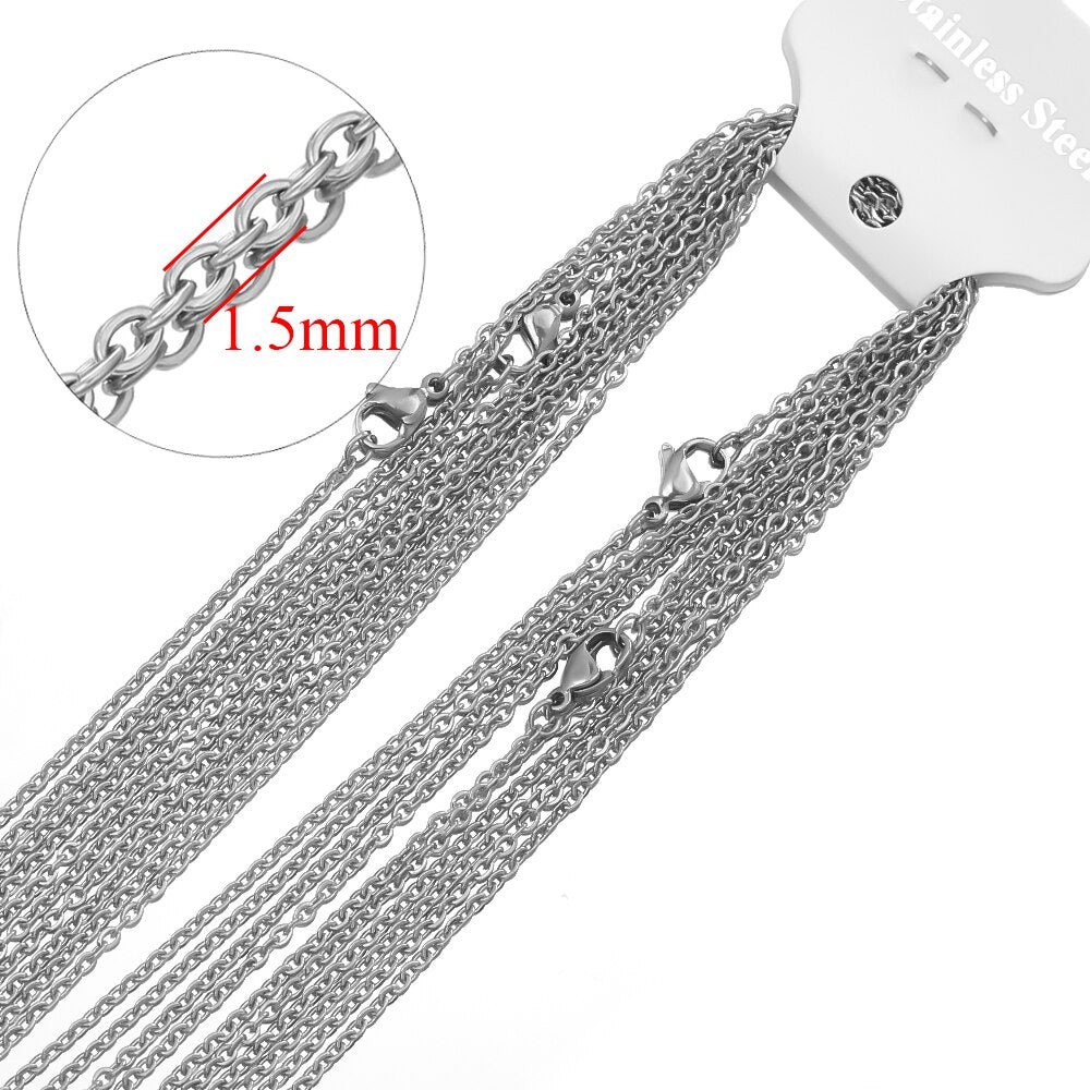 Semitree 10pcs 50cm 2mm Gold Color Stainless Steel Link Chains Necklaces Fashion Jewelry Cuban Chains Wholesale Chain DIY Crafts