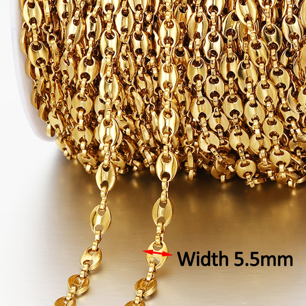 1m Gold Stainless Steel Chain Multi Styles