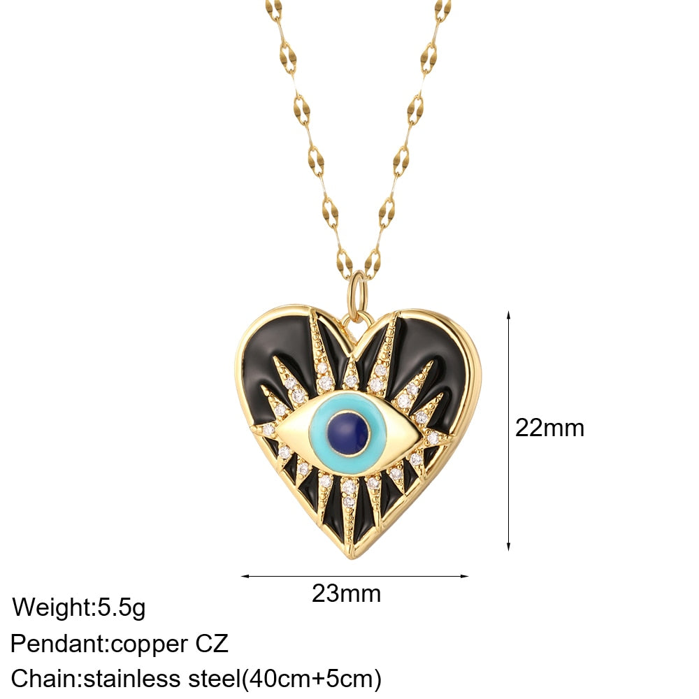 Evil Blue Eye Sun Necklace