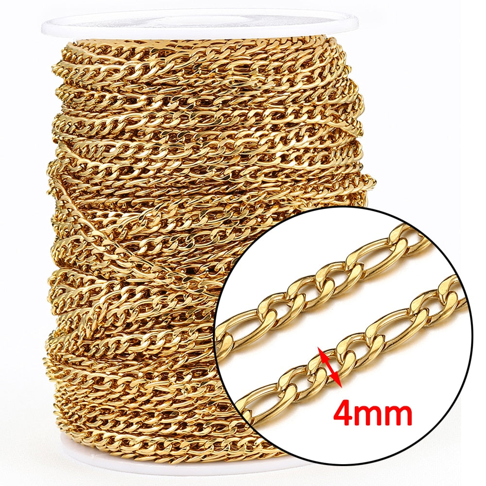 1m Gold Stainless Steel Chain Multi Styles