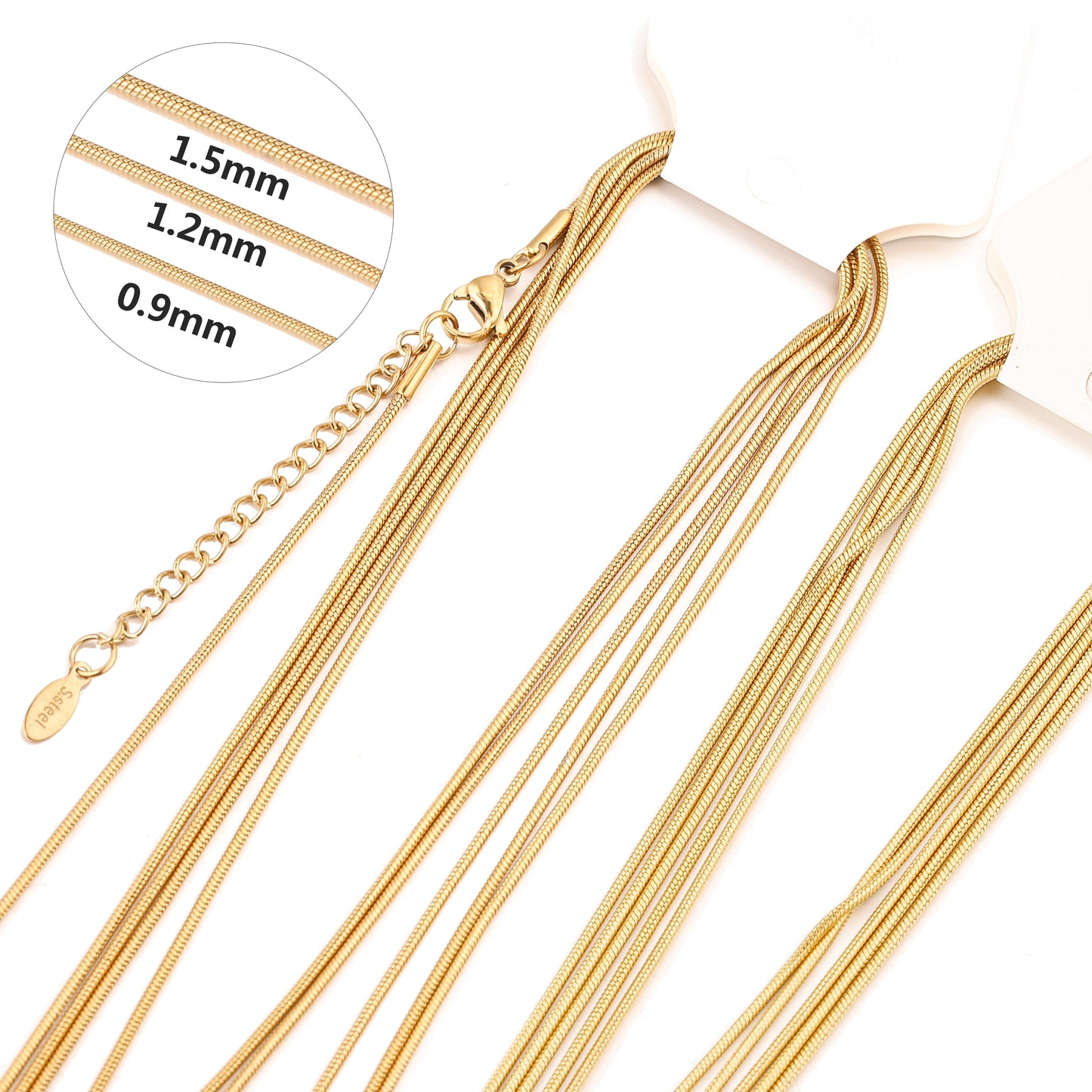 5pcs Wholesale Gold Snake Round Chain